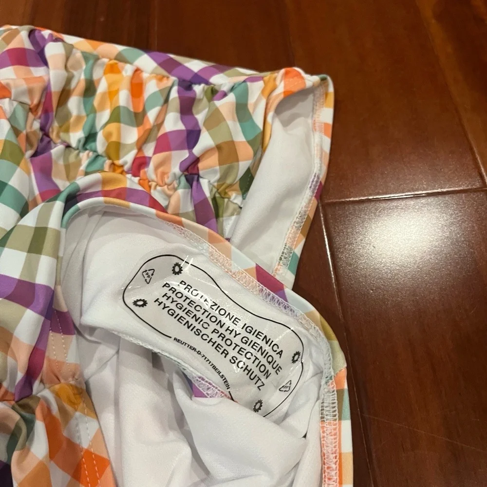 New NWT Unique Vintage Swim Bikini Bottom High-Waist Plaid Retro Plus Size 1X 16